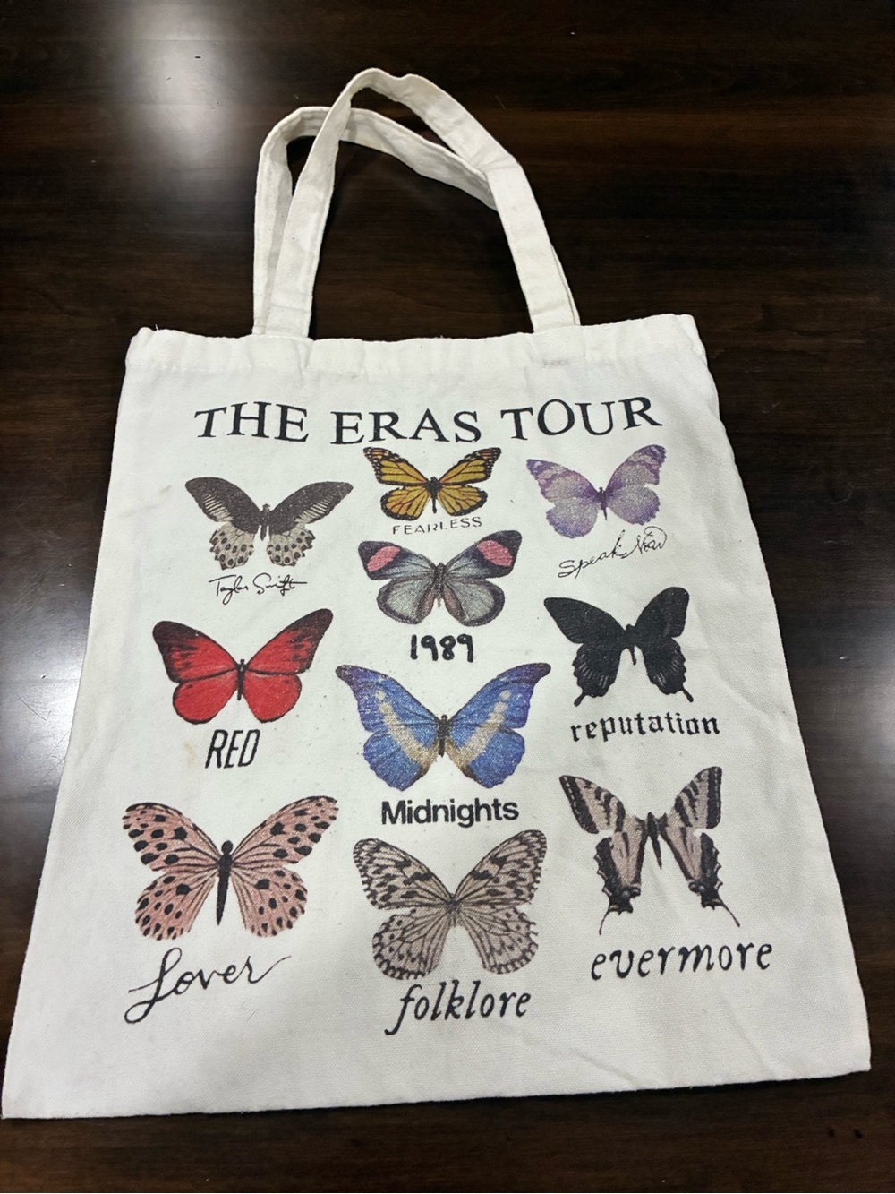 Taylor Swift The Eras Tour Butterfly Canvas Tote Bag - White